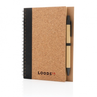 Logo trade advertising products picture of: Cork spiral notebook with pen